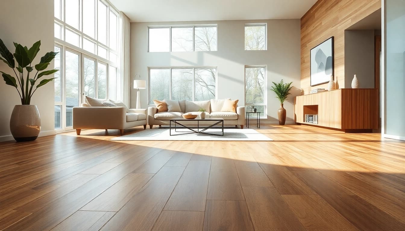 Enhance your space with luxury vinyl plank flooring that mimics rich wood grains in a stylish living room setting.