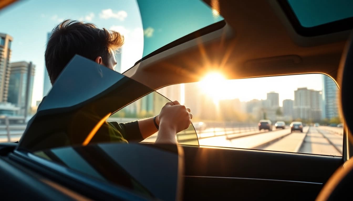 Apply window tint near me with a professional tinting service in an urban setting.