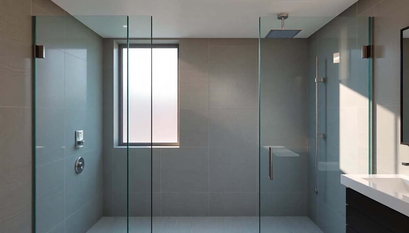 A luxurious shower design showcasing elegant showers au with modern features in a serene bathroom setting.