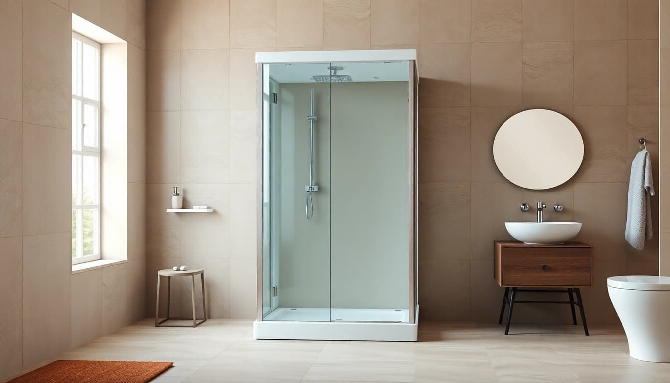 Erleben Sie die sonni Duschkabine in einem modernen Badezimmer mit elegantem Design.