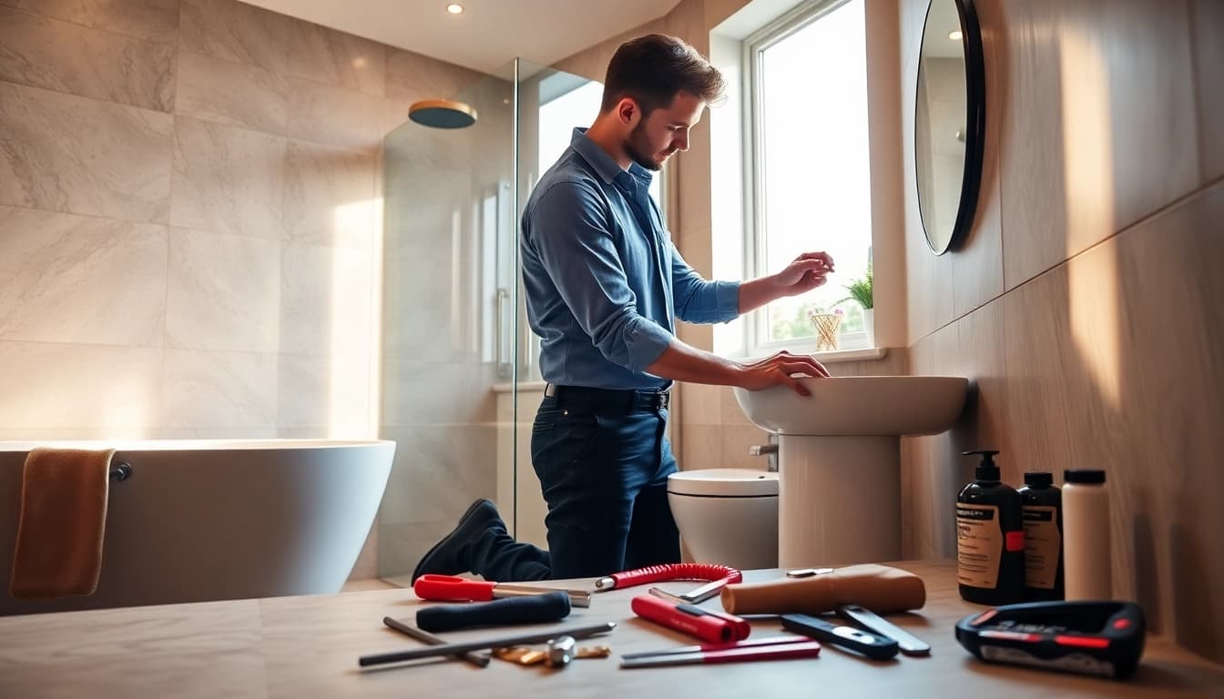 Bathroom fitter Manchester showcasing elegant fixtures in a modern bathroom.