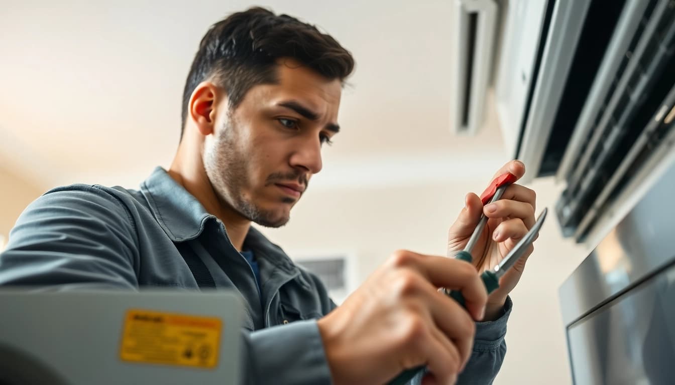 Expert performing Air Conditioning Repair Tampa service on a residential unit.