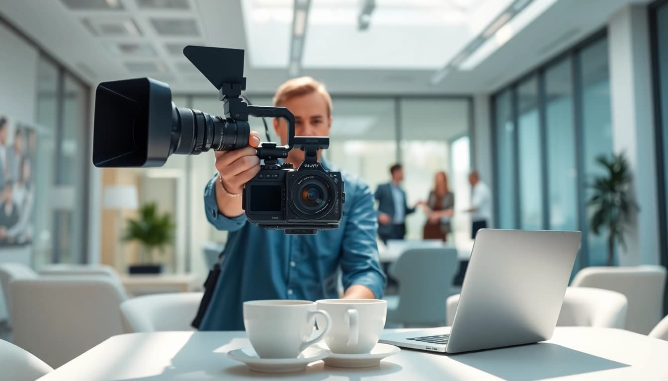 Dynamic scene of Corporate video production toronto capturing a business event, enhancing team collaboration.