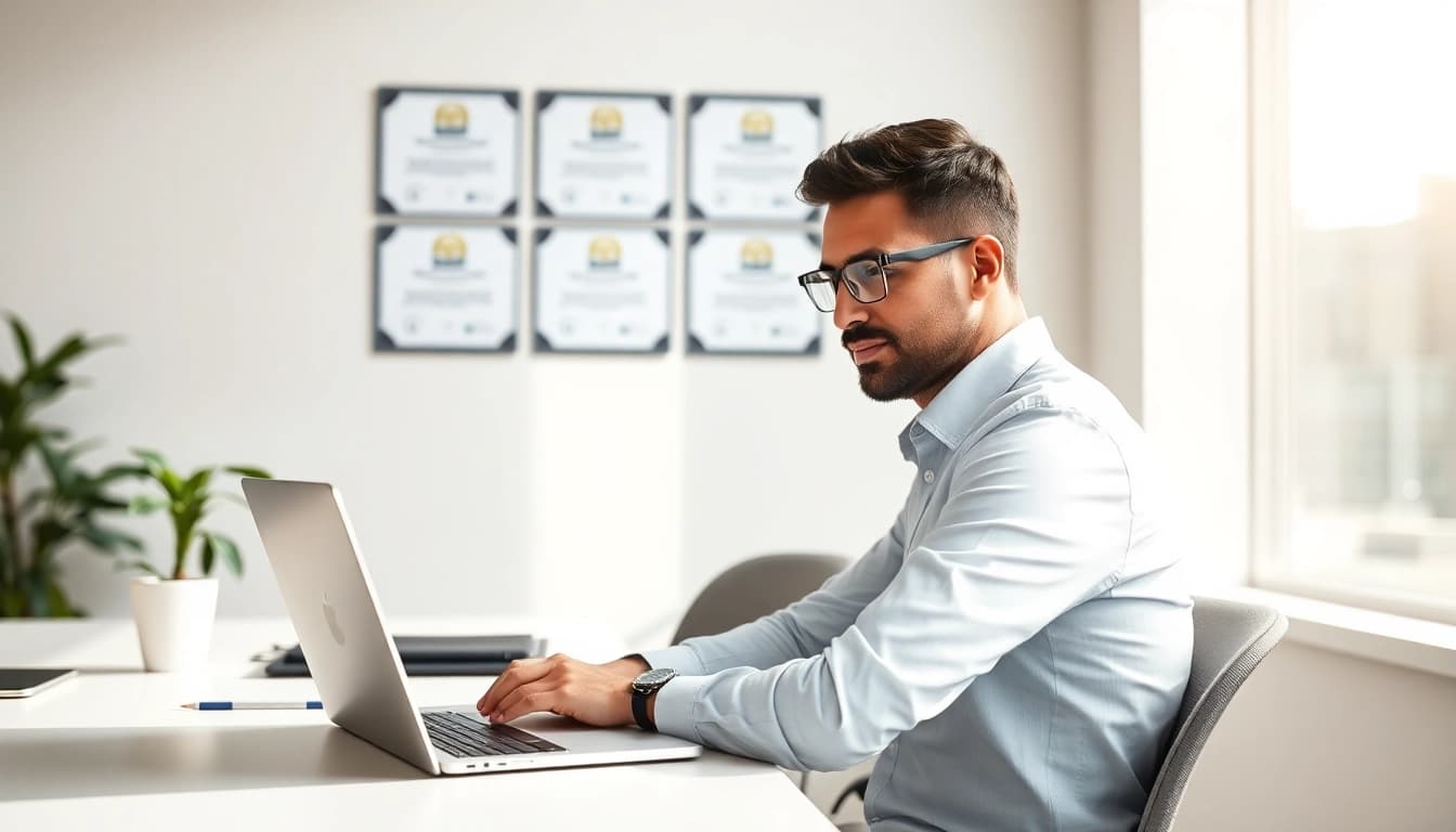 Achieve IT certifications without studying effectively in a modern office.