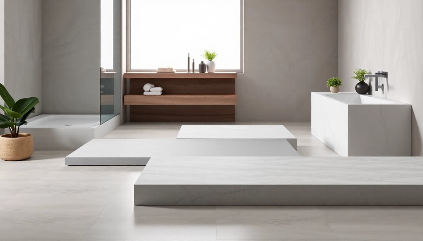Showcasing elegant shower bases in a modern bathroom with stylish accessories.