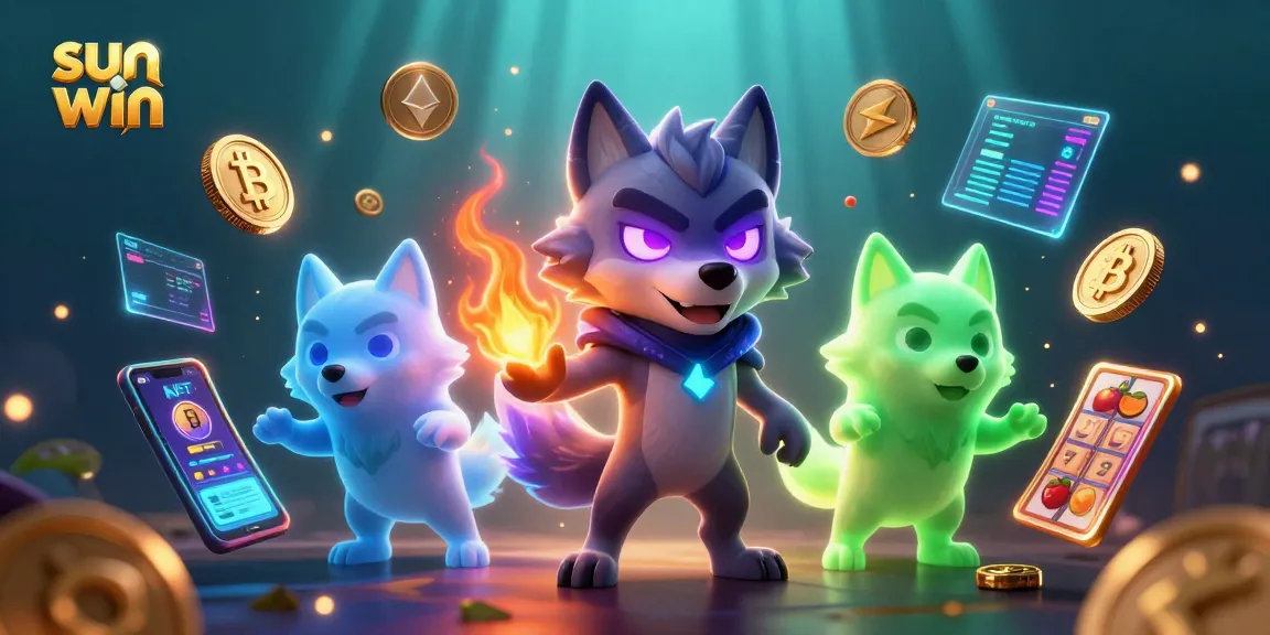 Experience sun win thrills with the energetic wolf pack amidst vibrant casino elements.
