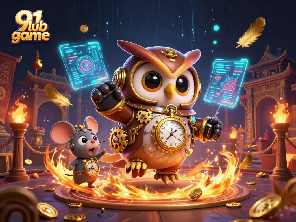 Join the adventure of the 91 club game with vibrant casino elements and colorful characters.