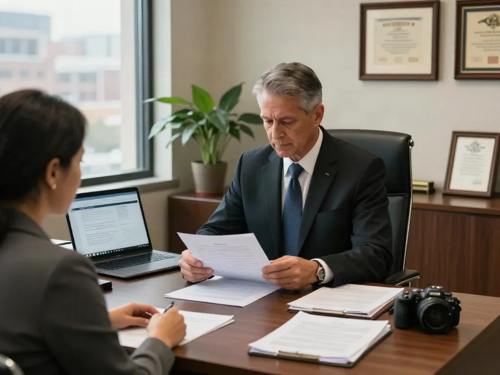 DUI lawyer in Cobb County GA consulting with a client in a professional office