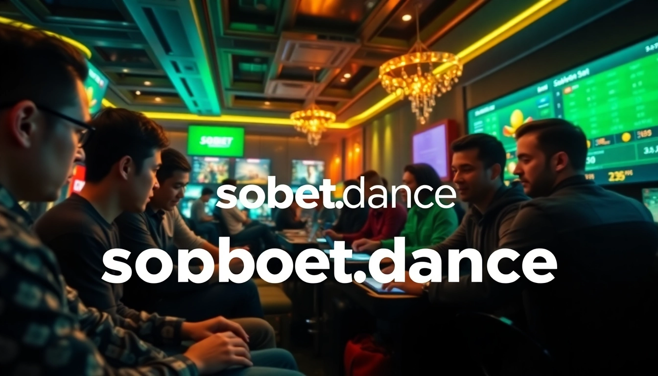 Dynamic online gaming scene showcasing sbobet.dance with immersive atmosphere and diverse players.