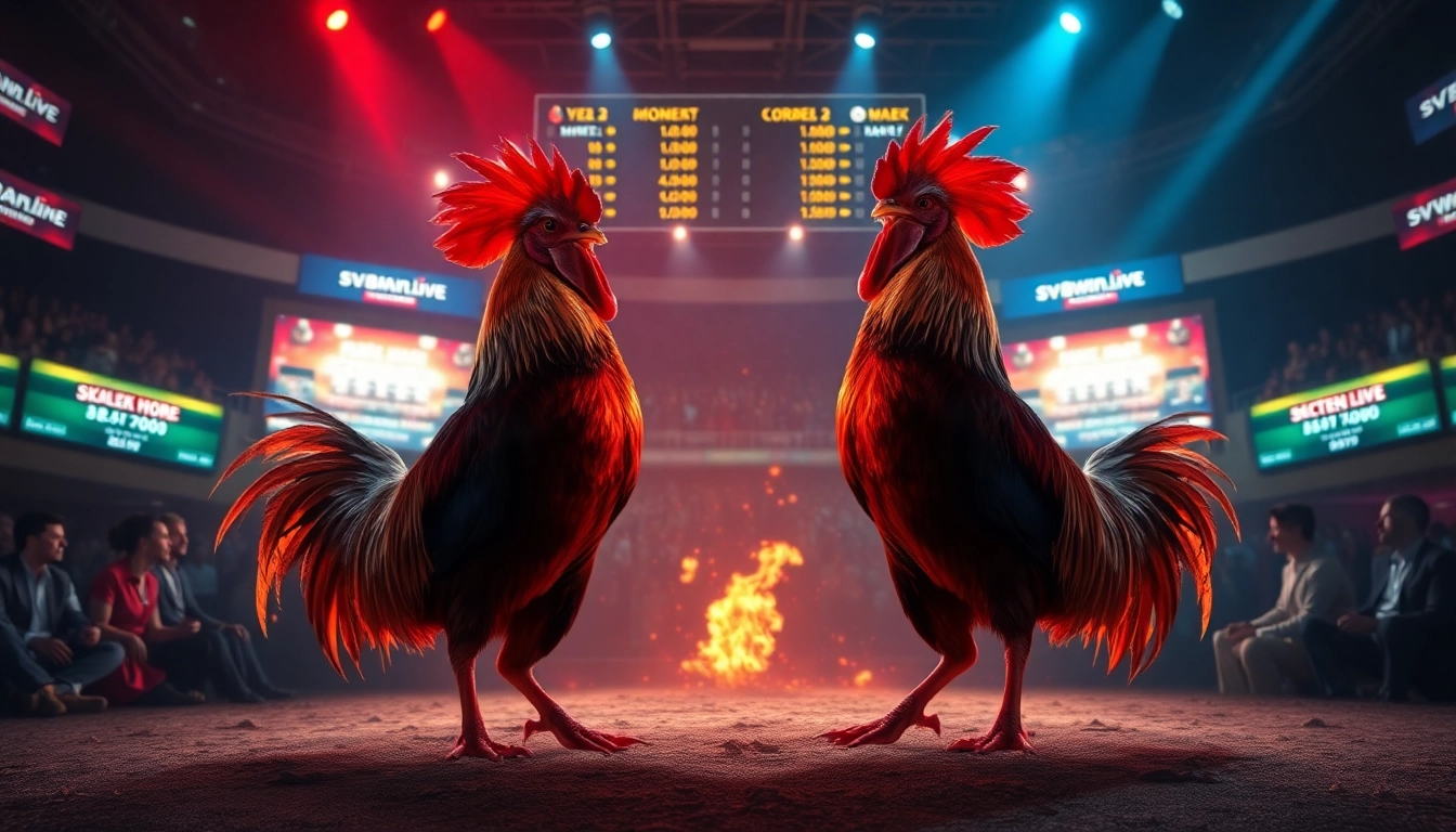 Exciting digital betting experience at sv368win.live showcasing live cockfighting action.