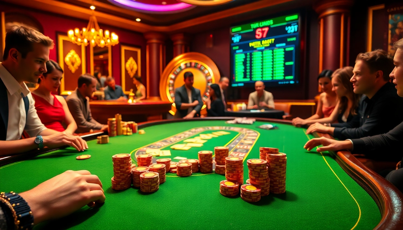Experience the excitement of B8 at a luxurious poker table in a captivating casino setting.