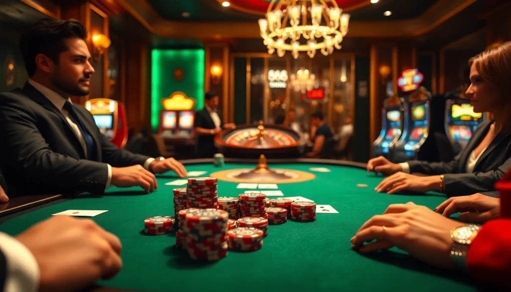 Experience the excitement of the 888VND VIP casino with elegant poker tables, vibrant gameplay, and exclusive high-stakes actions.