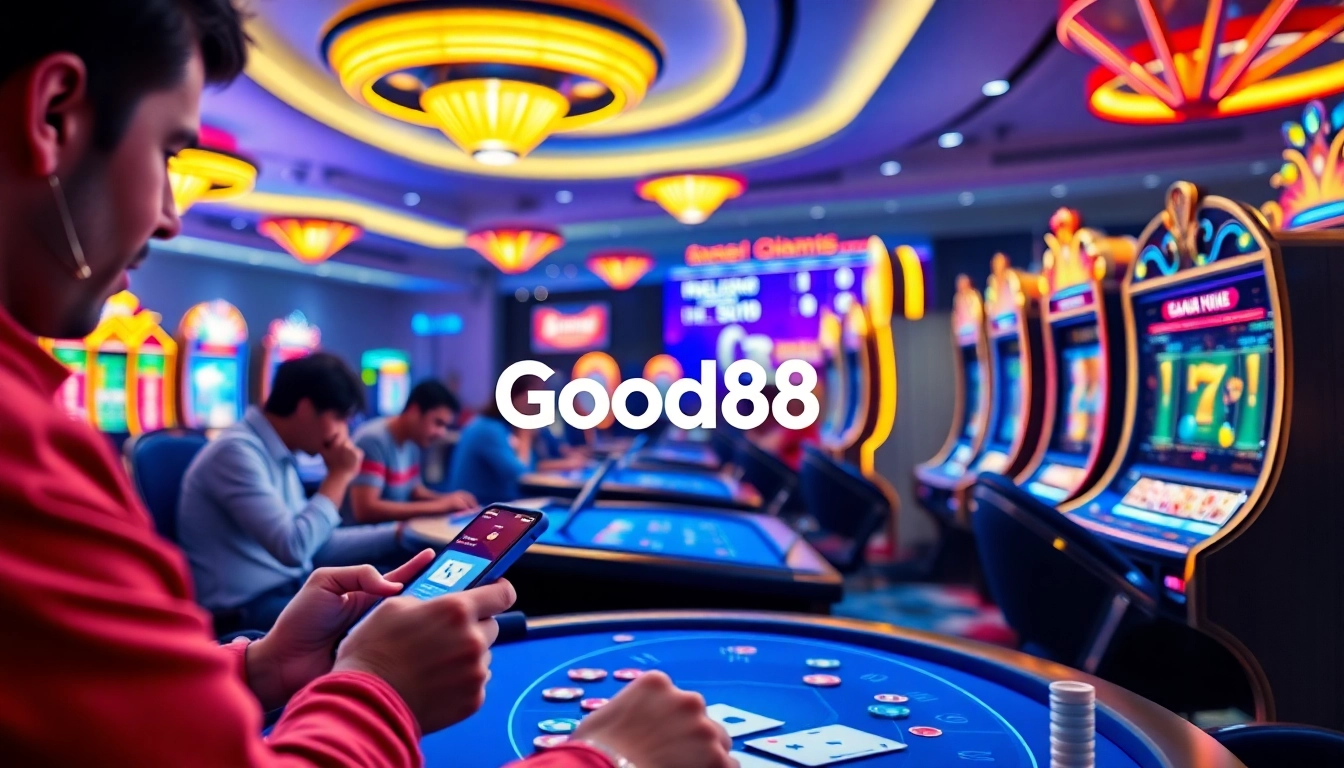 Engaging gaming scene featuring players enjoying casino games on good88.hu.net, highlighting excitement and community.
