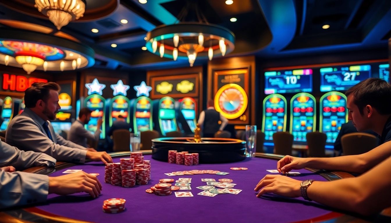 Experience the thrill of high-stakes gambling at HBBET with vibrant casino visuals and engaging gameplay.