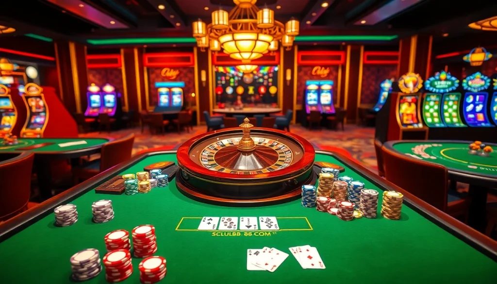 SCLUB88 COM offers thrilling gameplay with captivating casino tables and poker chips.