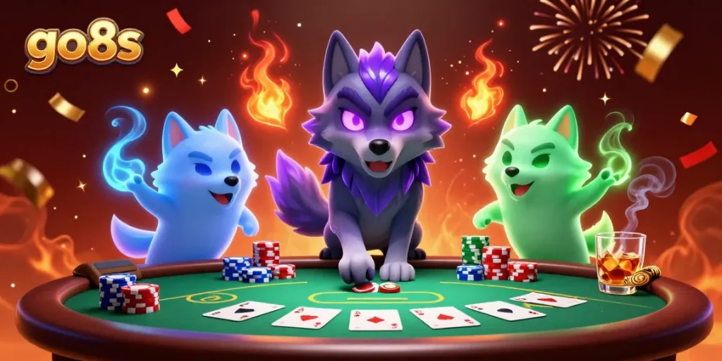 Experience thrilling poker action at go8s with a shadow wolf leader and ghostly companions.