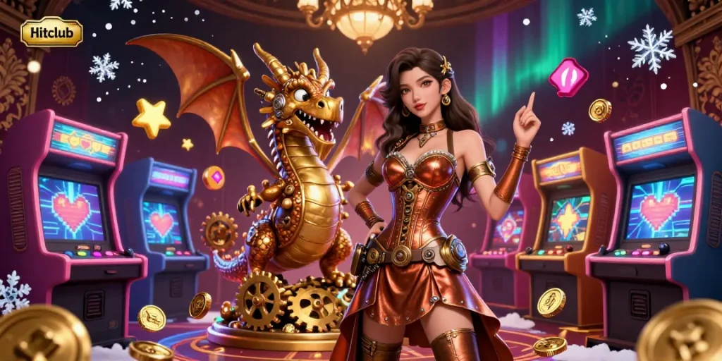 Winning big at Hitclub with stunning visuals of a steampunk-themed casino atmosphere.