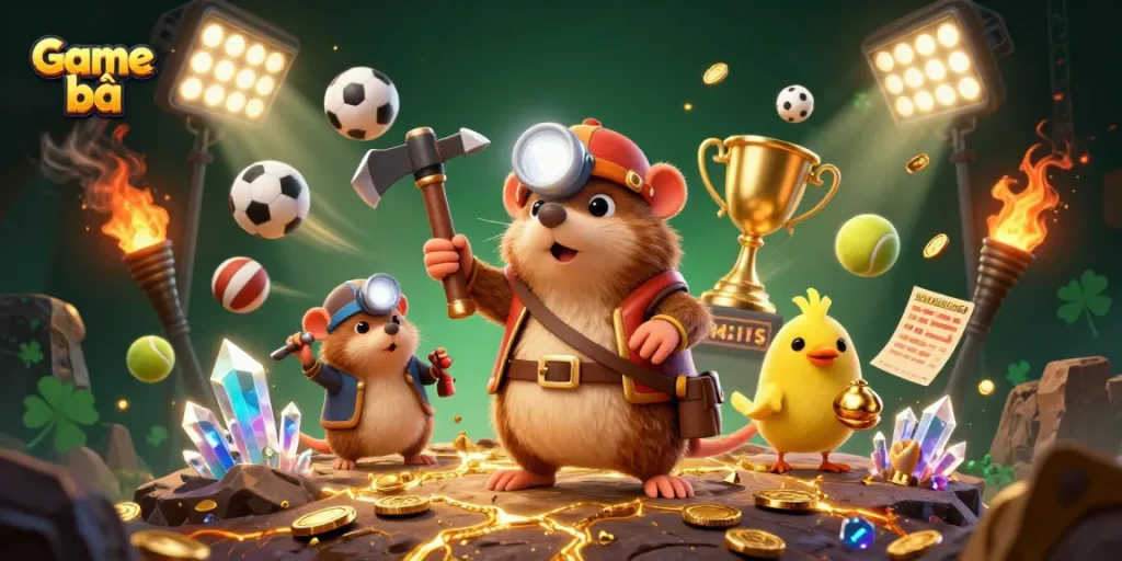 Experience thrilling Game bài with a rich 3D illustration showcasing vibrant gameplay and treasures.