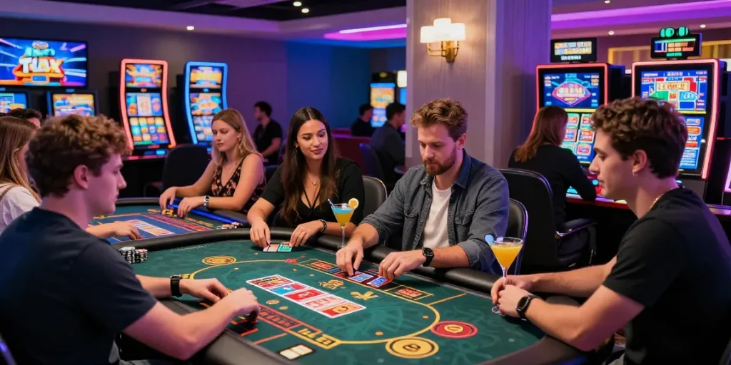 Credit card casinos at https://scoarch.org.uk offer vibrant gaming experiences with players enjoying various games in lively settings.