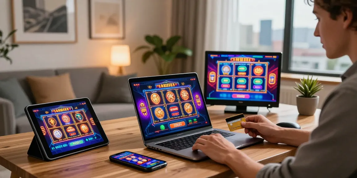 Player engaging with credit card casinos at https://mhfe.org.uk in a stylish home office setting.