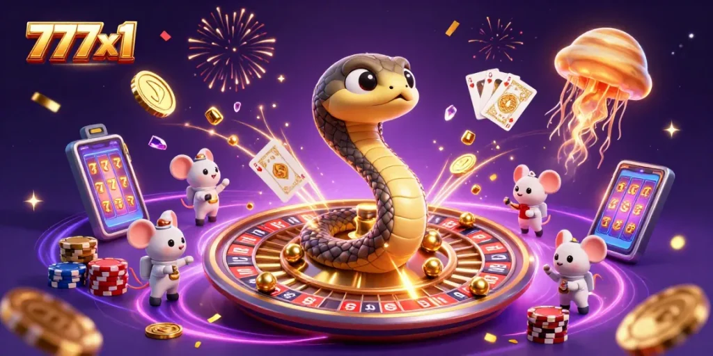 Experience thrilling gaming with 777x1 as astronauts engage in bets on a cosmic roulette!